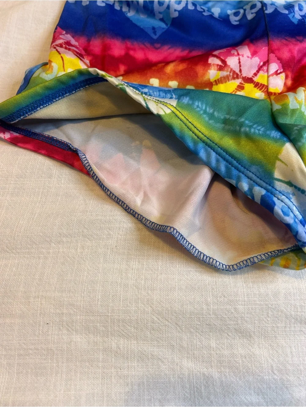 Mudd Girls' Rainbow Tie-Dye Bikini Set - Red, Blue, Green, Yellow, Pink Y2K